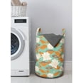 thumbnail image 3 of Floral Laundry Bag, Waterlillies Lotus Botanical Arrangement in Muted Tones, Hamper Basket with Handles Drawstring Closure for Laundromats, 13" x 19", Seafoam Multicolor, by Ambesonne, 3 of 4