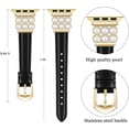 thumbnail image 6 of REQO Compatible with Apple Watch 49mm 46mm 42mm 45mm 41mm 44mm 40mm 38mm, Women Soft Leather with Shining Pearls Strap for iWatch Series 10/9 / 8/7 / 6/5 / 4/3 / SE/Ultra, 6 of 7