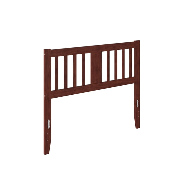 Pemberly Row Full Solid Wood Headboard with USB Charger in Walnut