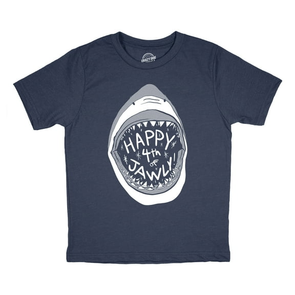 Youth Happy 4th of Jawly T Shirt Funny 4th of July Shark Independence Day Graphic Tee