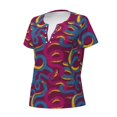 thumbnail image 2 of Naloa Colorful Snake Print T-Shirts Short Sleeve V Neck Tees for Women Fashion Tops Trendy Lightweight Soft Casual Summer Outfits Clothes, 2 of 5