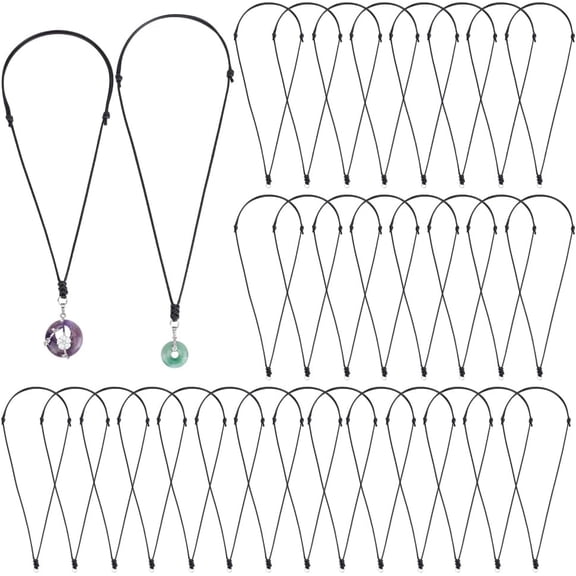 Waxed Cord Necklace 36pcs Necklace String Rope Adjustable Necklaces With Metal Ring for Pendants Jewelry Making for DIY handcrafting