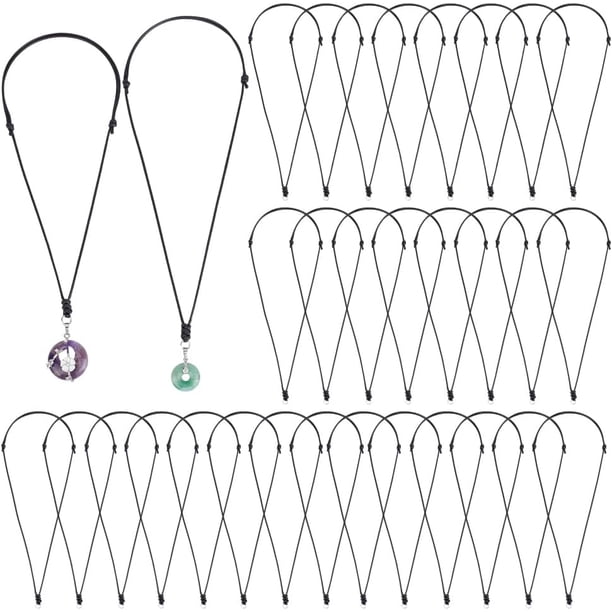 Collar de cordón encerado, 36 piezas, ajustable, con anilla de metal para colgantes y bisutería.