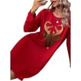 thumbnail image 5 of hirigin Christmas Dresses for Women Ugly Christmas Print Long Sleeve Crewneck Mini Dress Flowy Swing A-Line Tunic Party Dress (red Golden, M), 5 of 9
