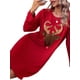 thumbnail image 5 of TRKIYQC Vestido rojo de una línea de Navidad para mujer, Mini vestido de fiesta con estampado de dibujos animados y cuello redondo de manga larga TRKIYQC  moda, 5 of 9