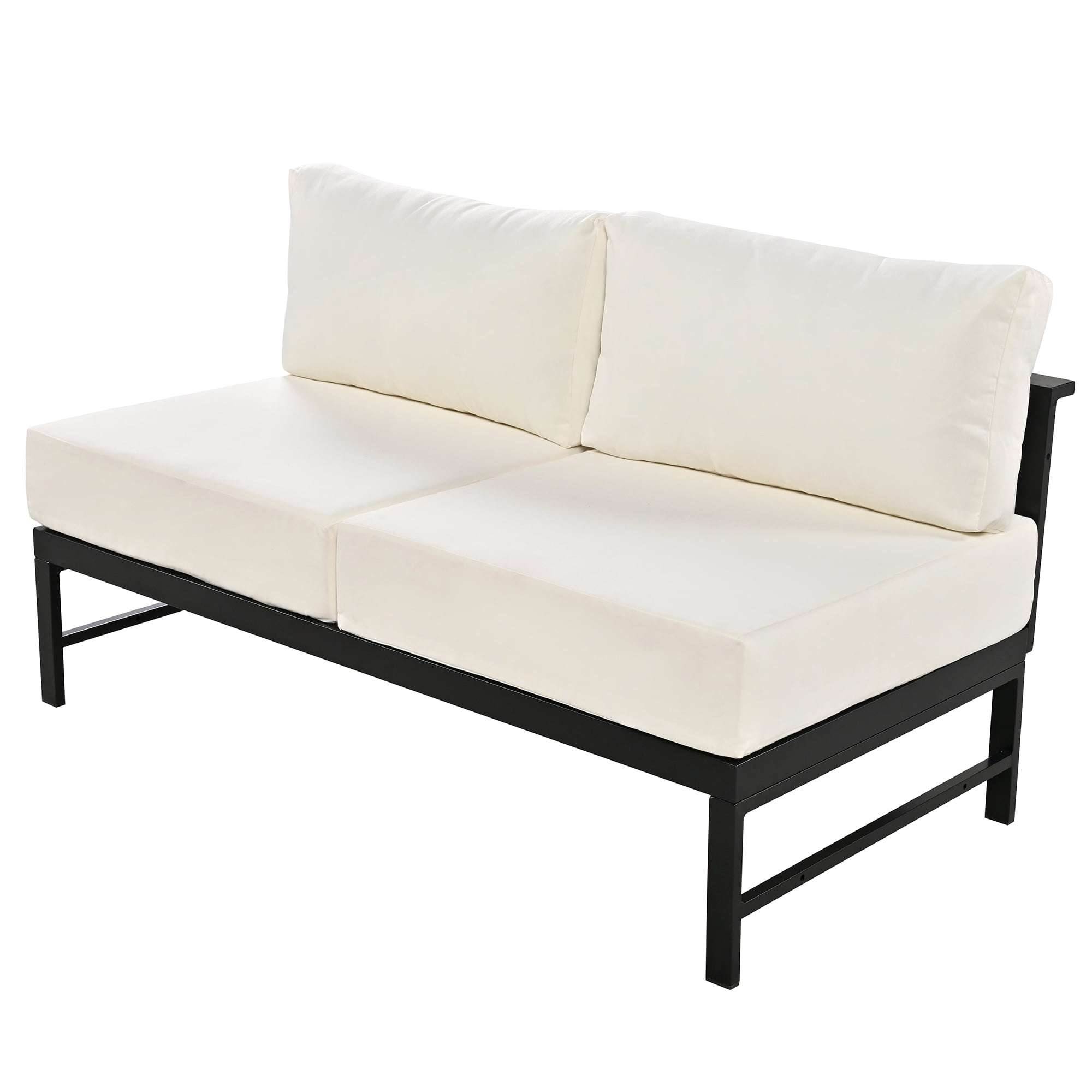 Harper & Bright Designs Outdoor Patio Furniture Set L-Shaped Aluminum Sectional Sofa All-Weather Patio Conversation Set with Cushions for Garden Backyard, White
