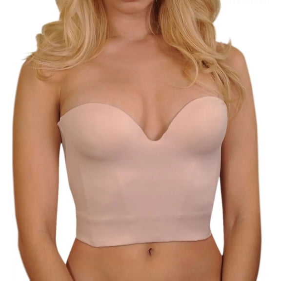 CARNIVAL Nude Invisible Plunge Longline Bra, US 40D, UK 40D, NWOT