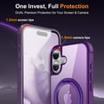 thumbnail image 4 of ELEHOLD Case for iPhone 16 Plus, Military Grade Protection Translucent Matte Case with 360° Rotatable Magnetic Ring Stand,Purple, 4 of 7