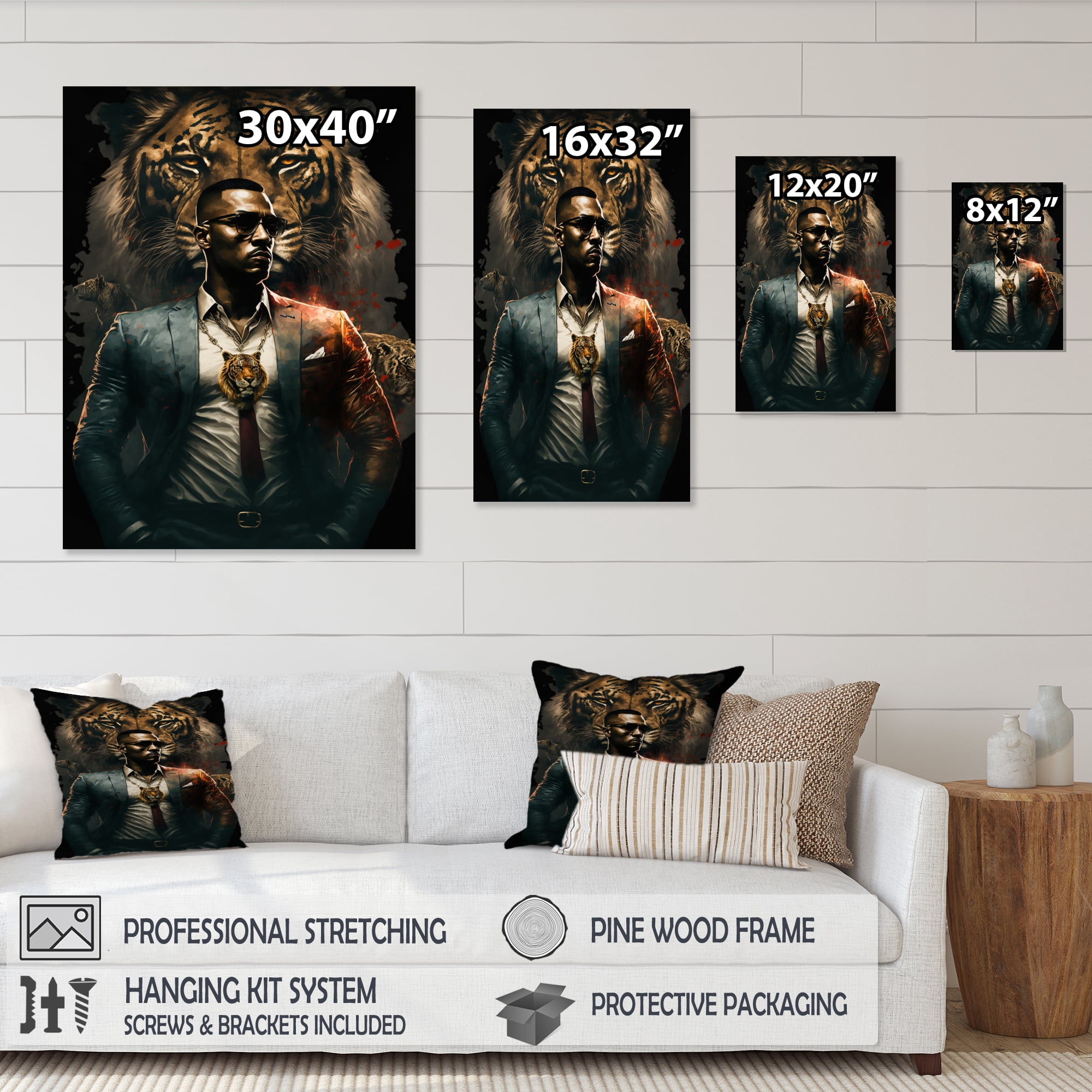 Designart Mafia Lion I Canvas Wall Art