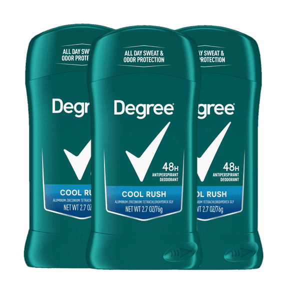 Degree Men Original Antiperspirant Deodorant 48-Hour Sweat & Odor Protection Cool Rush Antiperspirant For Men, 2.7 oz 3 pack