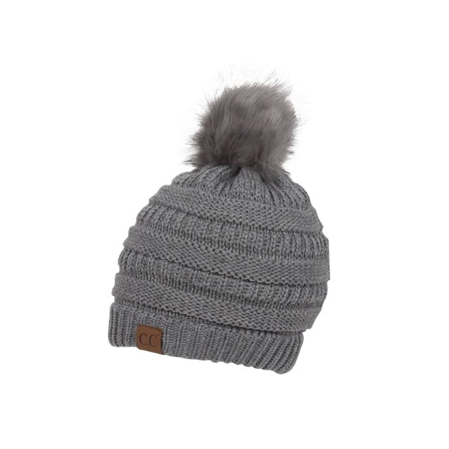 Gravity Threads Bonnet Tricoté à Pompons - Gris Mélangé Clair