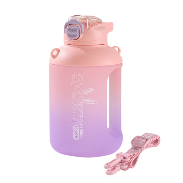 Botella De Agua Botella deportiva de 1500 ml Botella de agua fría con gradiente helado para exteriores (rosa) Likrtyny Para Estrenar