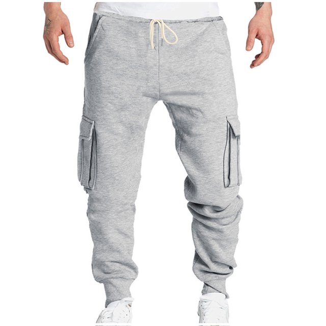Diufon Jogger Pants for Men Fall Winter Fleece Thickened Warm Sweatpants Elastic Waist Drawstring Cargo Pant