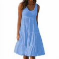 thumbnail image 5 of Robe Femme Col Rond Robe à Bretelles Fille Col Sans Manches Vêtements de Plage, Bleu Ciel, 3TG, 5 of 5