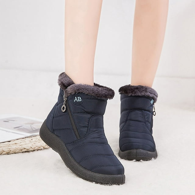 YOUSNH Bottes d'Hiver pour Femmes Bottines Courtes Imperméables Chaussures Chaudes Bottes pour Femmes Bleu 9
