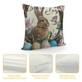 thumbnail image 4 of Happy Easter Decorative Throw Pillow Covers of , Rabbit Wreath Outdoor Pillow, Flower Stripes Cushion Home Decor, 4 of 5