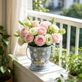 thumbnail image 3 of Aged Metal Flower Bucket for Garden and Home Decor with Carry Handle, Rustic Iron Planter Pot for Porch, Patio, and Indoor Use(Blue), 3 of 5