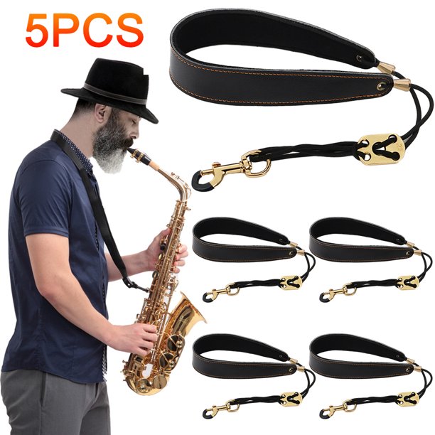 Correa Ajustable para El Cuello Saxofón Con Gancho Acolchada Cuero Suave
