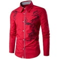 thumbnail image 1 of Camisa de Blusa Superior de Manga Larga Ajustada Con Botones de Patrón Casual Para Hombres Odeerbi  ODB-6, 1 of 3