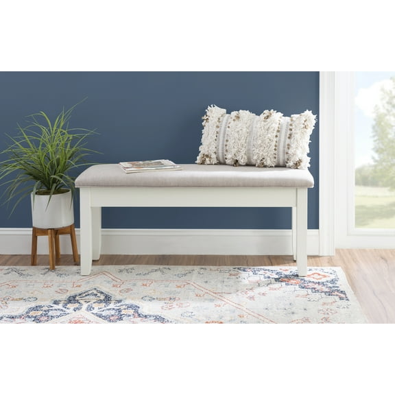 Powell Kesten Storage Bench, White and Silver