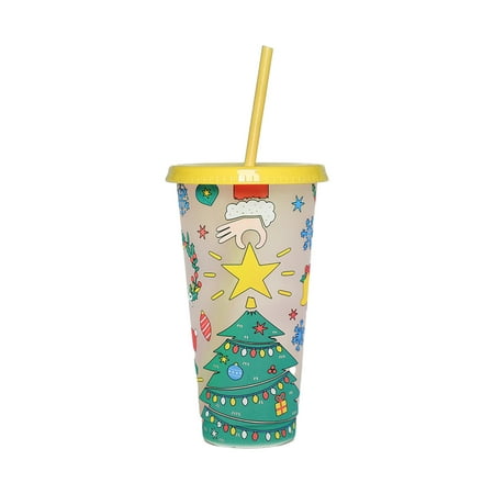 

Festival Gift! YOHOME Magical Color Changing Christmas Tumbler Cup with Lid and Straw G