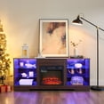 thumbnail image 3 of SESSLIFE Fireplace TV Stand, 58" LED Light Entertainment Center with Adjustable Flame Fireplace, Power Outlets & Shelves, Remote & App Control, TV Stand with Fireplace for Living Room, Espresso, 3 of 9
