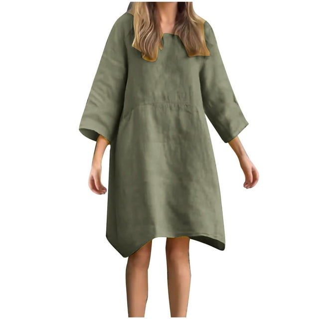 cfhntfmh Robes de Détente pour Femmes Grande Taille à Manches Longues Robe Mini Décontractée d'Automne Surdimensionnée à Col Rond Robe T-Shirts Fluide
