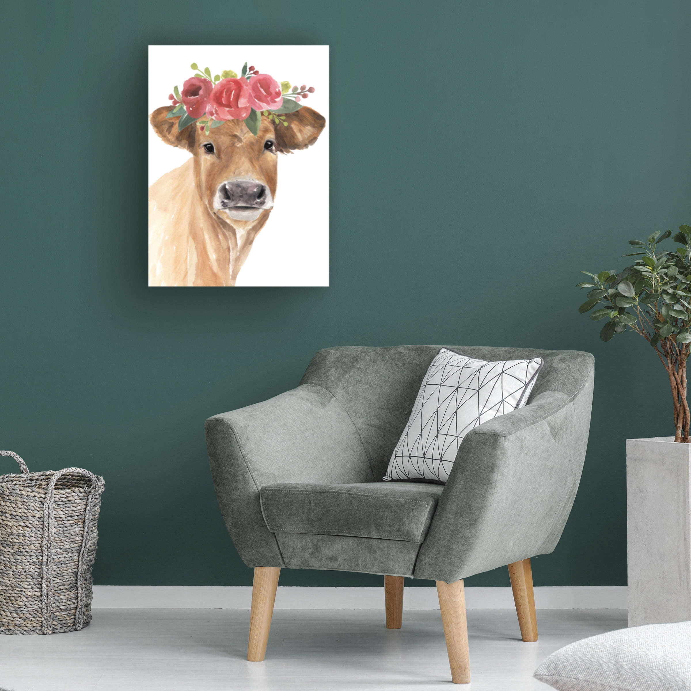 Annie Warren 'Flowered Cow I' Canvas Art