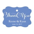 thumbnail image 1 of 100 PCS Personalized Made Scallop Edges Hang Tags Thank You Custom Wedding Favor Gift Paper Tags, 1 of 1