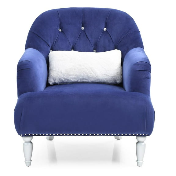 Passion Furniture Jewel Blue Upholstered Accent Chair