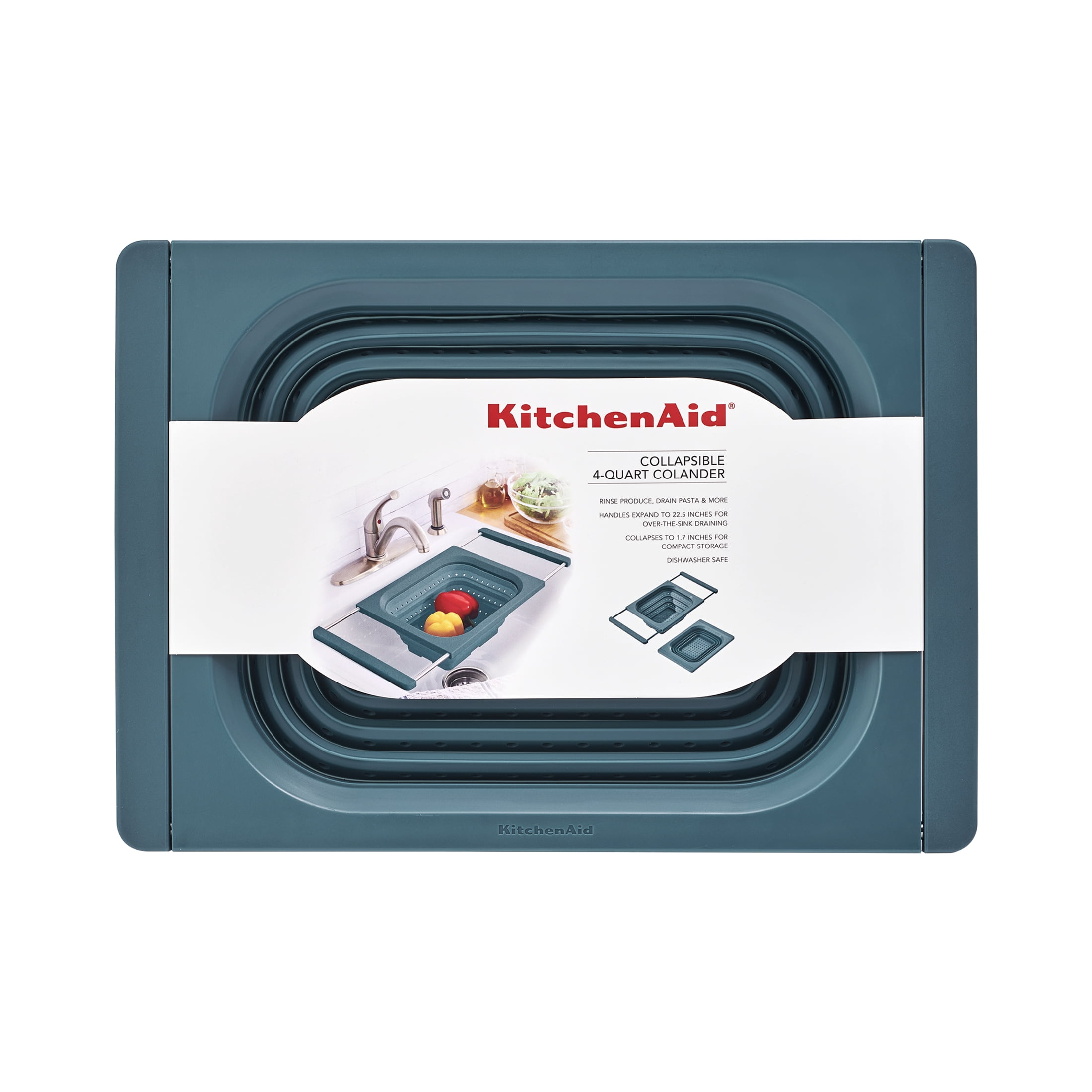 KitchenAid Collapsible Over the Sink Colander and Strainer for Kitchen, Agave