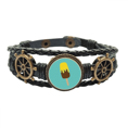 thumbnail image 1 of De color amarillo - marron chocolate helado de dulce Pulsera marina tejida en cuero, 1 of 4