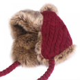 thumbnail image 2 of Women Winter Peruvian Beanie Hat Ski Cap Fleece Lined Ear Flaps Dual Layered Pompoms, 2 of 4