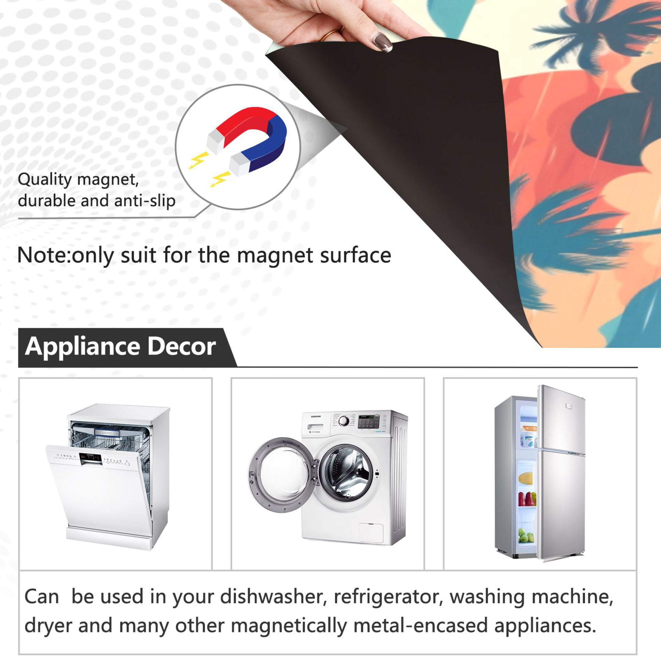 Dishwasher Magnetic Sticker 23x26 Inch Refrigerator Magnetic Sticker Washing Machine Magnetic Sticker Kitchen Panel Magnetic Sticker Home Decor The Sunrise Coconut Tree