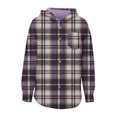 thumbnail image 4 of Womens Plaid Flannel Jacket Long Sleeve Boyfriend Sweatshirt Blouses Button Down Hooded Shacket, 4 of 6