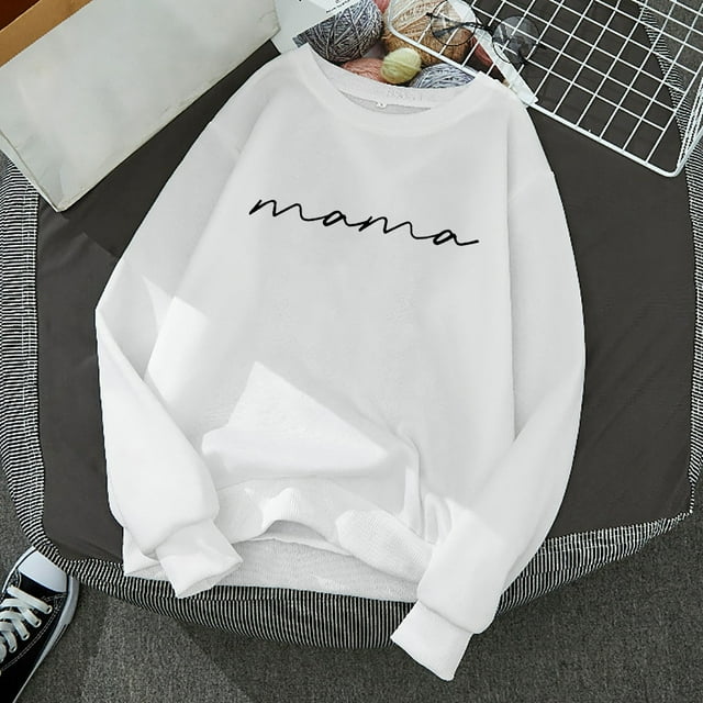 2024 Nouveau Chandail à Col Rond Imprimé Lettres pour Femmes, Chandail à Capuche à Manches Longues, Lacé, pour Femmes, Cool, pour Adolescentes, Chandail Graphique pour Femmes