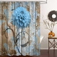 thumbnail image 3 of Farmhouse Flower Floral Shower Curtain, Rustic Blue Dahlia Shower Curtain Set, Country Blue Wild Garden Plant Waterproof Fabric Shower Curtain with Hooks, Surreal Bathroom Curtain, 36x70inch\u2026, 3 of 6