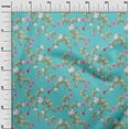 thumbnail image 2 of oneOone Cotton Poplin Twill Turquoise Blue Fabric Flower & Leaves Watercolor Sewing Fabric By The Yard Print Diy Clothing Sewing 56 Inche Wide, 2 of 4