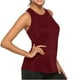 thumbnail image 3 of Prolriy - Camiseta deportiva para gimnasio, para mujer, con espalda cruzada, plisada, para yoga, color vino, talla L, 3 of 4