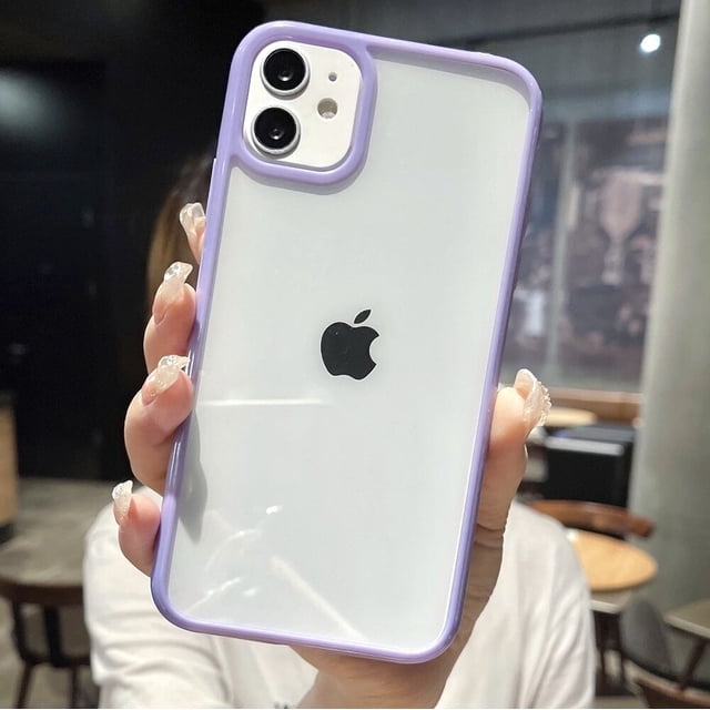 Funda de teléfono transparente a prueba de golpes con parachoques colorido para iPhone 14 13 12 Mini 11 Pro Max XR X XS 8 7 Plus SE 2022, funda trasera transparente Tan Jianjun unisex