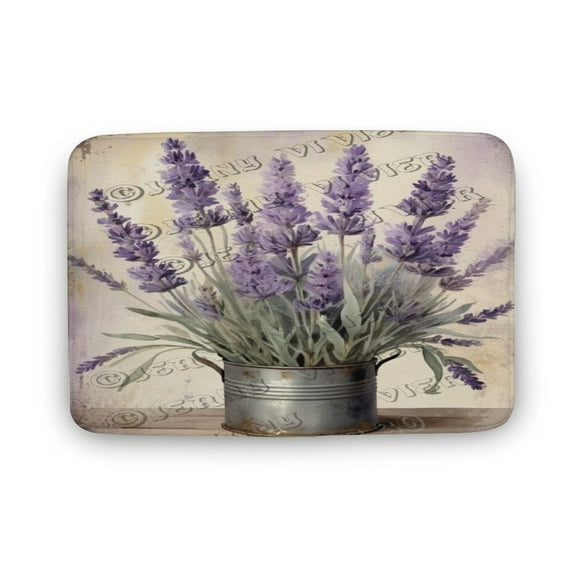 Flower Art Lavender Bath Rug for Bathroom, Country French Decor, Rustic Farmhouse Bath Mat, Bath Mat Soft Non Slip Bath Rugs Indoor Doormat 20"x32"