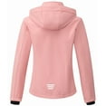 thumbnail image 2 of KVE Women's Softshell Jacket Light Hooded Windproof Coat Insulated Windbreaker for Outdoor Hiking Light Pink Small, 2 of 9