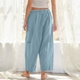 thumbnail image 4 of ZyeKqe Womens Pants High Waisted Baggy Pull on Pants Ankle Length Loose Fitted Beach Trousers, 4 of 8
