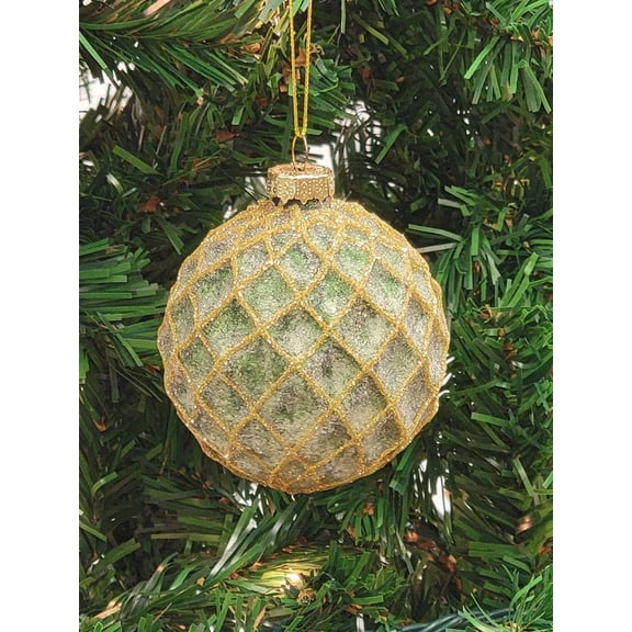 Gold Quilted Ball Glass Christmas Ornament F07M7-12-LH76-23122