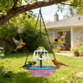 thumbnail image 5 of Rewenti Solar Cascades Hanging Bird Bath Fountain Large Hummingbird Water Glass Bowl Pump, 5 of 5