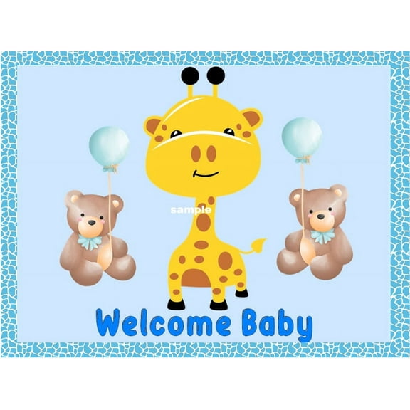 Baby Giraffe Image Baby Shower or 1st Birthday Edible Cake Topper Frosting Sheet