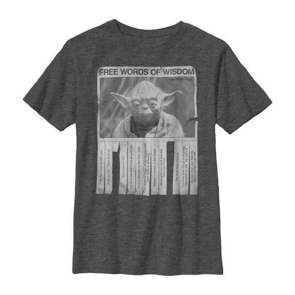 Boy's Star Wars Yoda Words of Wisdom Graphic Tee Charcoal Heather Medium