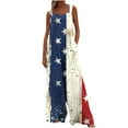 thumbnail image 4 of Wiyuqeen Patriotic Overalls for Women Sleeveless Red White and Blue Jumpsuits Stars Striped Print Bib Overalls Casual Linen Jumper with Pocket, 4 of 8