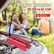 LVYUAN 2600 Watts Peak Power Inverter Modified Sine Wave DC 12V to AC 110V 120V Car Converter 2 AC Outlets + USB Adapter USB Charger for Car, RV, Camping & Home Backup Red