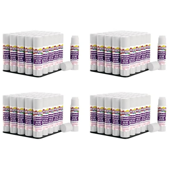 Colorations Washable Premium White Glue Sticks - Set of 120, 0.32 oz ea